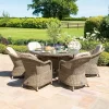 Winchester Heritage 6 Seat Round Rattan Fire Pit Dining Set with Lazy Susan